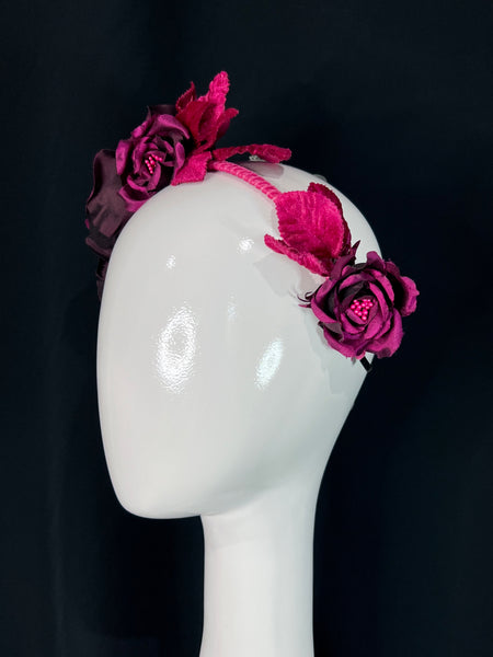 Fuchsia Silk Rose Crown