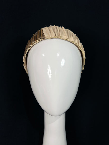 Cream and Rose Gold Luxe Leather Headband