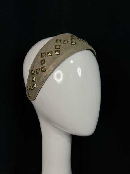 Pewter Studded Luxe Leather Headband