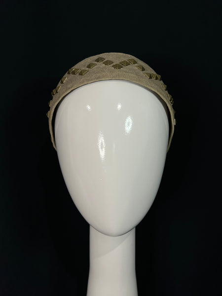 Pewter Studded Luxe Leather Headband
