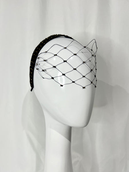 Black and Gold Crystallised Veil