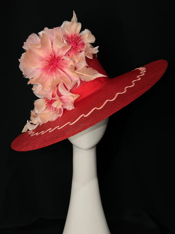 Vintage Cranberry Floral Brim