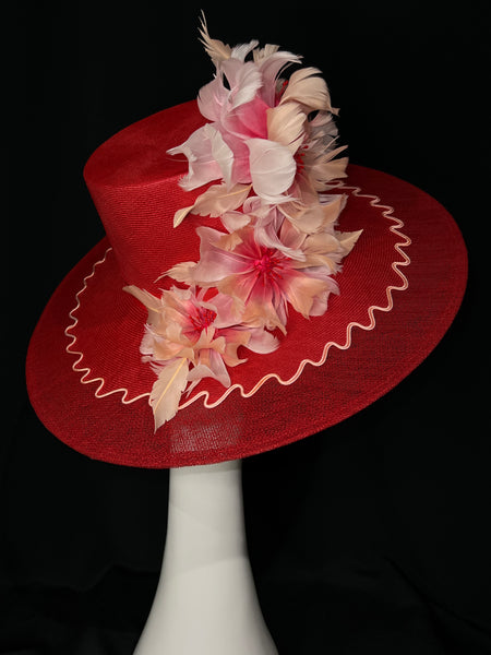 Vintage Cranberry Floral Brim