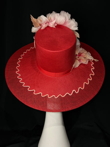 Vintage Cranberry Floral Brim